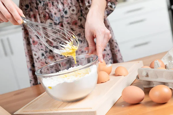 Young Beautiful Girl Making Dough — Stock Photo, Image