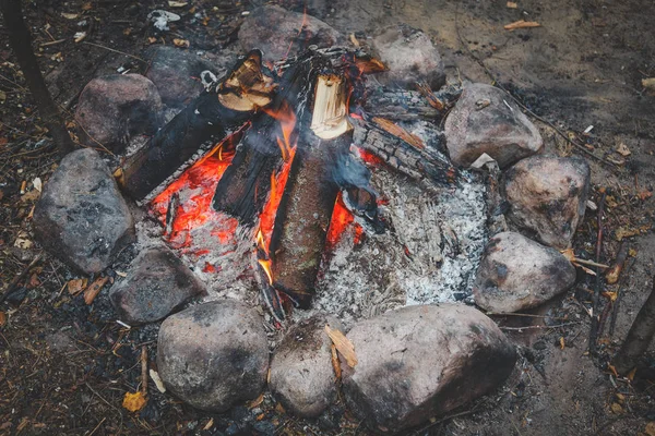Closeup Bonfire Wood — Stock Photo, Image