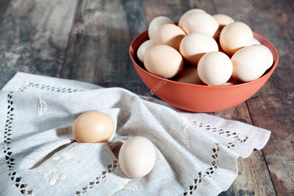 Eggs in a clay bowl