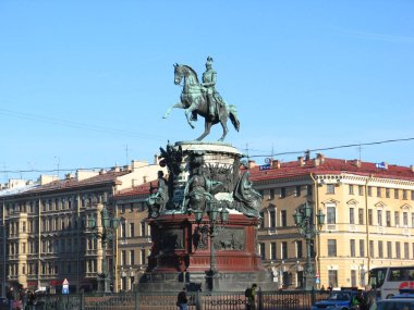 Nicholas için anıt St. Petersburg St Isaac'ın meydanında dikilen, 1859 yılında açıldı. Rusya.