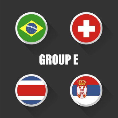 Gruplar futbol Dünya Şampiyonası Rusya. Vektör çizim ülke bayrakları.