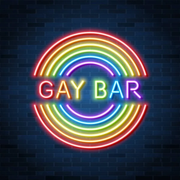 Gay Bar Neón Anuncio Signo Negro Fondo — Vector de stock