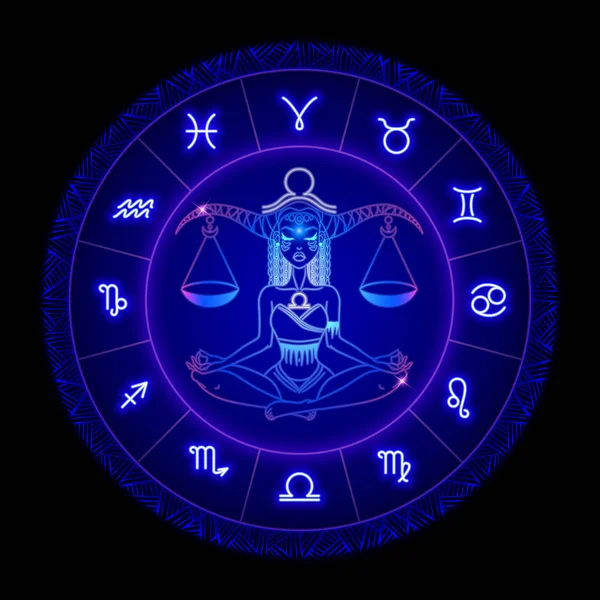 Libra Horoszkóp Horoszkóp Szimbólumokkal — Stock Vector