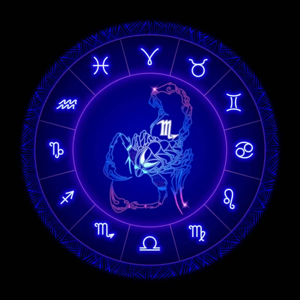 Skorpió Horoszkóp Horoszkóp Szimbólumokkal — Stock Vector