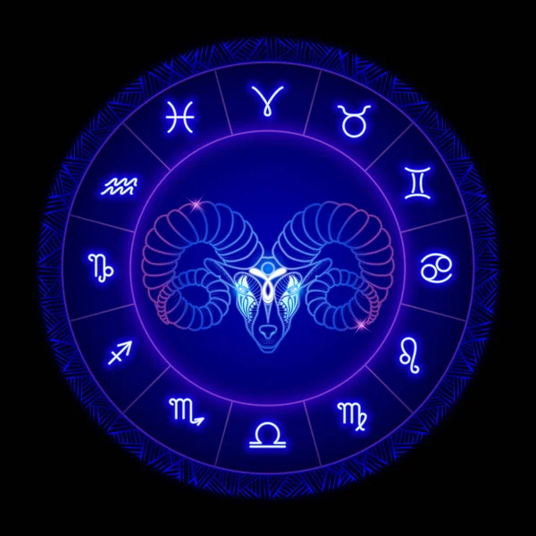 Signo Del Zodiaco Aries Símbolos Del Horóscopo — Vector de stock