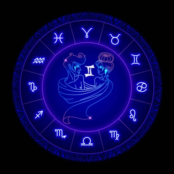 Gemini Stjärntecken Horoskop Symboler — Stock vektor