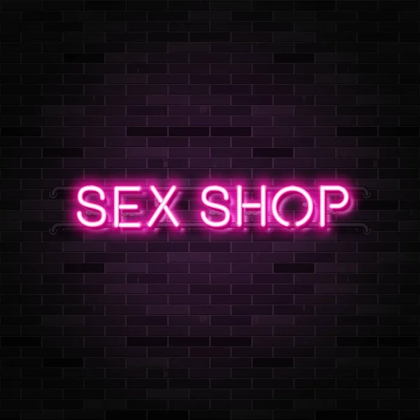 Seks Shop Neon Logo Roze Letters Donkere Achtergrond — Stockvector