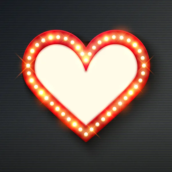 Leuchtende Neonfarbene Herzrahmen Auf Schwarzem Hintergrund — Stockvektor
