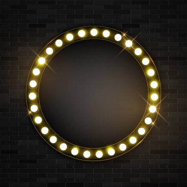 Başlık çerçevesi parlak floresan ile yuvarlak ışık