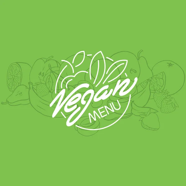 Vegane Speisekarte Restaurant Werbung Logo Auf Grünem Hintergrund Vektorillustration — Stockvektor