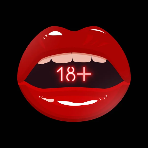 Erwachsenenzeichen Roter Lippenform Vektorillustration — Stockvektor