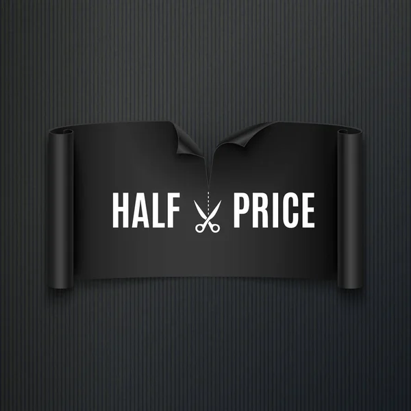 Half Price Discount Realistic Ribbon Advertisement Big Sale Black Friday — Stock Vector