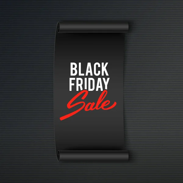Black Friday Sale Advertising Vector Illustration Realistic Black Ribbon Retail — Stock Vector