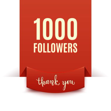 1000 takipçileri, sosyal medya afiş, tebrik, kutlama, vektör çizim