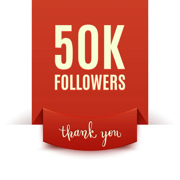 50K Seguidores Banner Medios Sociales Felicitación Celebración Ilustración Vectores — Vector de stock