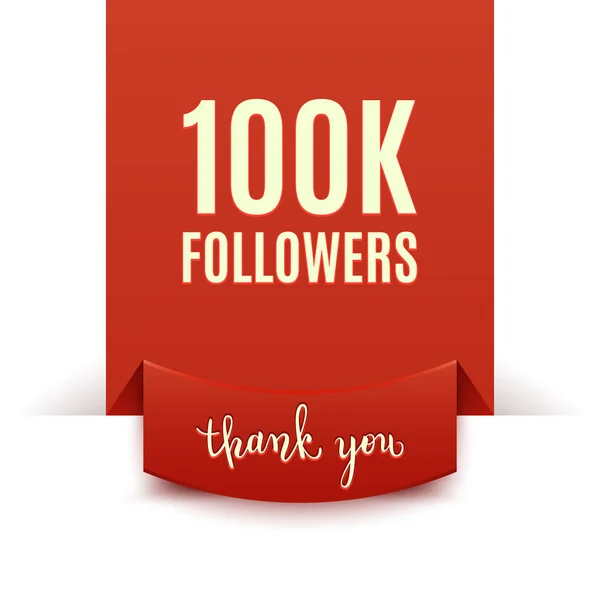 100K Seguidores Banner Medios Sociales Felicitación Celebración Ilustración Vectores — Vector de stock