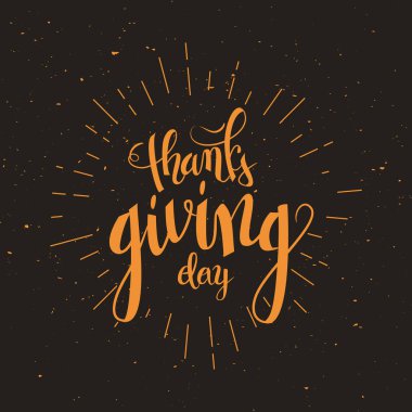 Mutlu Şükran günü tatil poster, fırça kalem hat illüstrasyon vektör