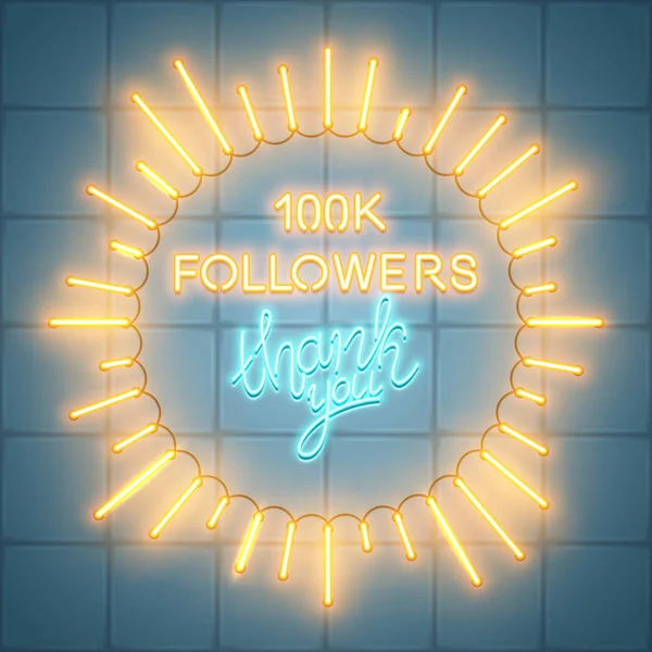 100K Seguidores Banner Medios Sociales Felicitación Celebración Ilustración Vectores — Archivo Imágenes Vectoriales