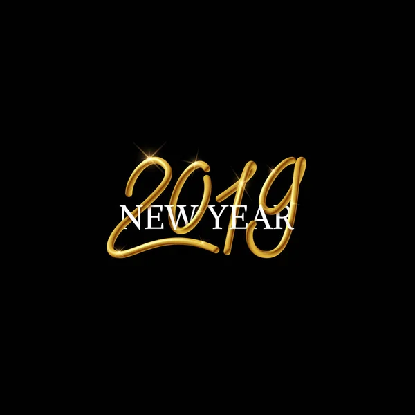 Bonne Année 2019 Lettrage Entrelacé Calligraphie Texte Design Moderne Carte — Image vectorielle