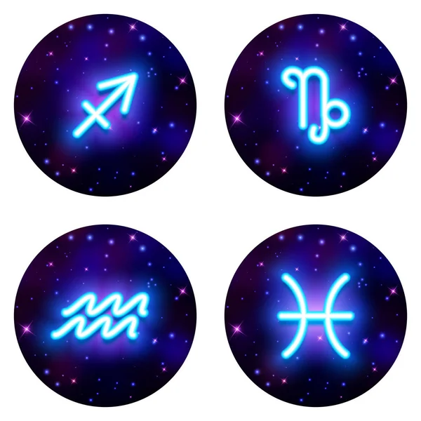 Yay, Oğlak, kova, Balık burcu zodyak işaretleri, burç sembolleri, illüstrasyon vektör