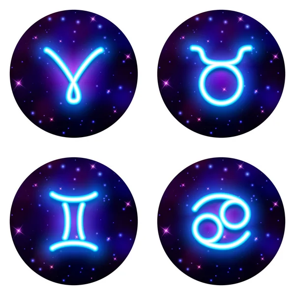 Koç, boğa, İkizler, kanser zodyak işaretleri, burç sembolleri, illüstrasyon vektör