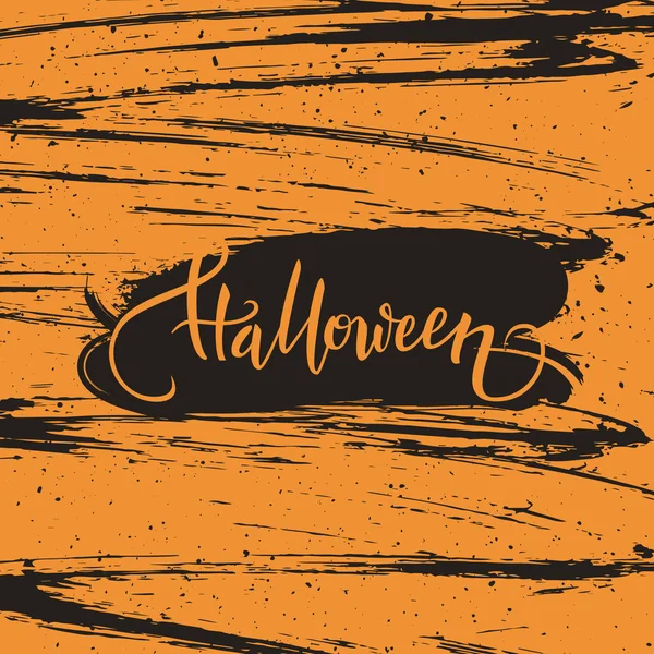 Halloween Kalligrafische Tekst Ontwerpen Grungy Verf Beroerte Achtergrond Vectorillustratie — Stockvector