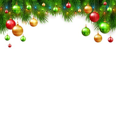 Festival kış kartı, arka plan kopya alanı ile dekoratif topları.