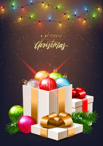 Merry Christmas Banner Decoratieve Achtergrond — Stockvector