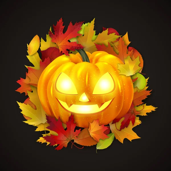 Happy Halloween Postcard Design Realistic Pumpkin — Stock Vector