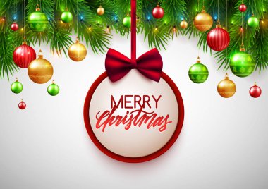 Merry Christmas banner, dekoratif arka plan.