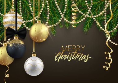 Merry Christmas banner, dekoratif arka plan.