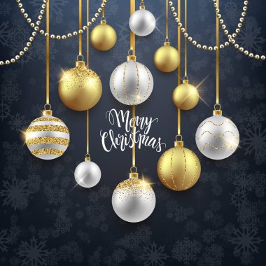 Merry Christmas banner, dekoratif arka plan.