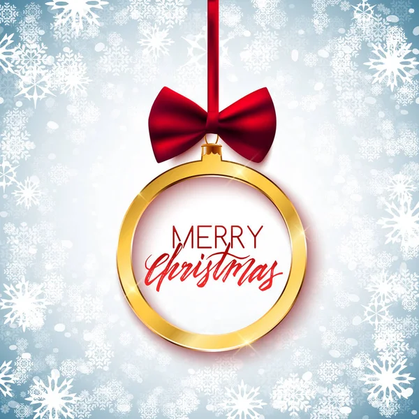 Merry Christmas Feestelijke Decoratieve Briefkaart Ontwerpen Met Gouden Bauble Rode — Stockvector