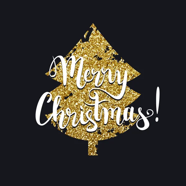 Joyeux Noël Paillettes Arbre Texte Calligraphique — Image vectorielle