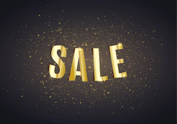 Satılık altın gerçekçi metin ve glitter arka plan