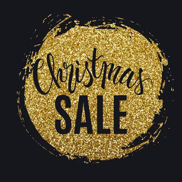 Christmas Sale Advertisement Calligraphic Text Gold Glitter Splash — Stock Vector
