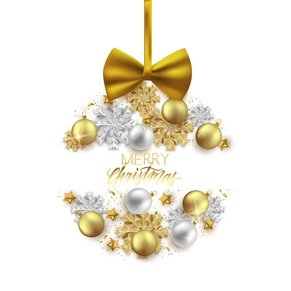 メリー クリスマス安物の宝石製雪 ボール — ストックベクタ