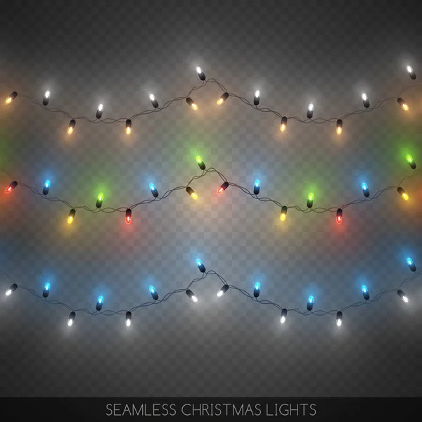 Naadloze Decoratieve Kleurrijke Gloeilampen Set Kerst Decoratie Vector Illustratie — Stockvector