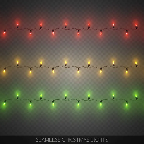 Naadloze Decoratieve Kleurrijke Gloeilampen Set Kerst Decoratie Vector Illustratie — Stockvector