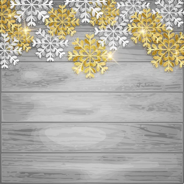 Joyeux Noël Fond Décoratif Paillettes Flocons Neige Illustration Vectorielle — Image vectorielle