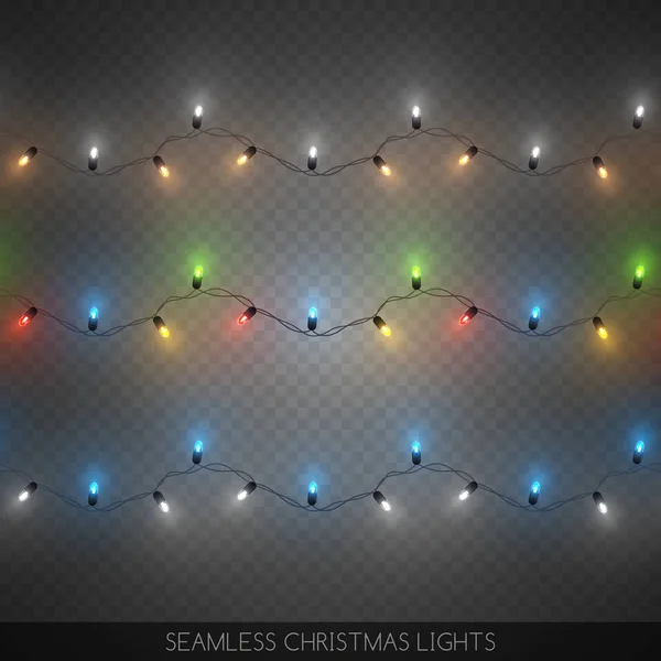 Naadloze Decoratieve Kleurrijke Gloeilampen Set Kerst Decoratie Vector Illustratie — Stockvector