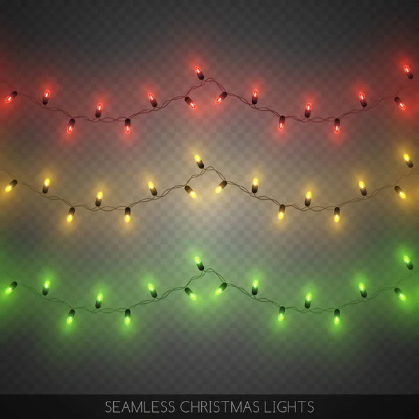 Naadloze Decoratieve Kleurrijke Gloeilampen Set Kerst Decoratie Vector Illustratie — Stockvector