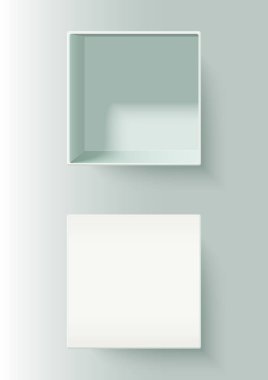 Beyaz boş gerçekçi açık kutu mock-up, vektör çizim
