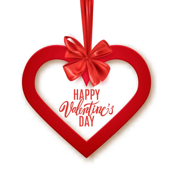 Щасливий День Святого Валентина Листівку Серцем Декоративні Лук Векторні Ілюстрації — стоковий вектор