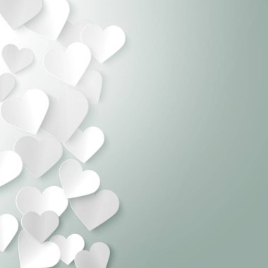 Kağıt Kalpler Romantik Sevgiliye arka plan şablonu, vektör çizim