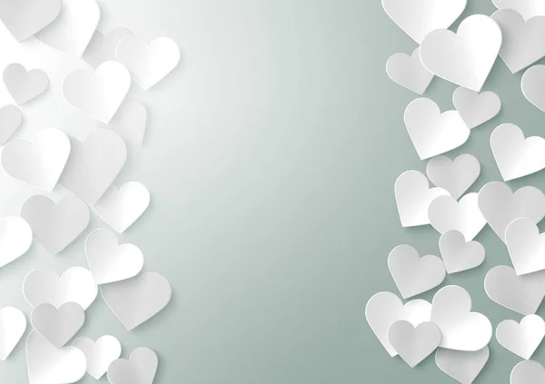 Paper Hearts Romantic Valentine Background Template Vector Illustration — Stock Vector