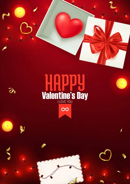 Happy Valentine Day Samenstelling Hou Van Briefkaart Banner Achtergrond Template — Stockvector