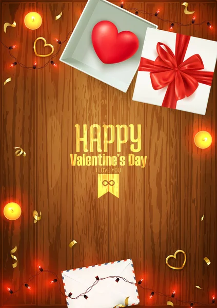 Happy Valentine Day Composition Love Postcard Banner Background Template Vector — Stock Vector