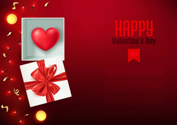 Felice San Valentino Composizione Cartolina Amore Banner Modello Sfondo Ilustrazione — Vettoriale Stock