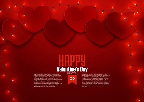 Valentine Day Romantic Love Background Template Hearts Vector Illustration — Stock Vector